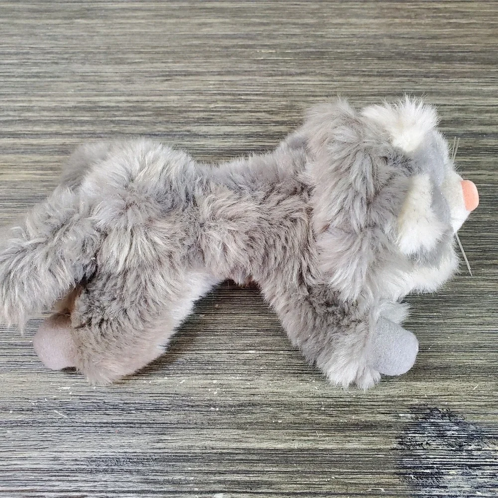 Vtg. TRENDMASTERS Kitty Cat GRAY WHITE With Eyelids Plush Beanbag Beans 1998 7